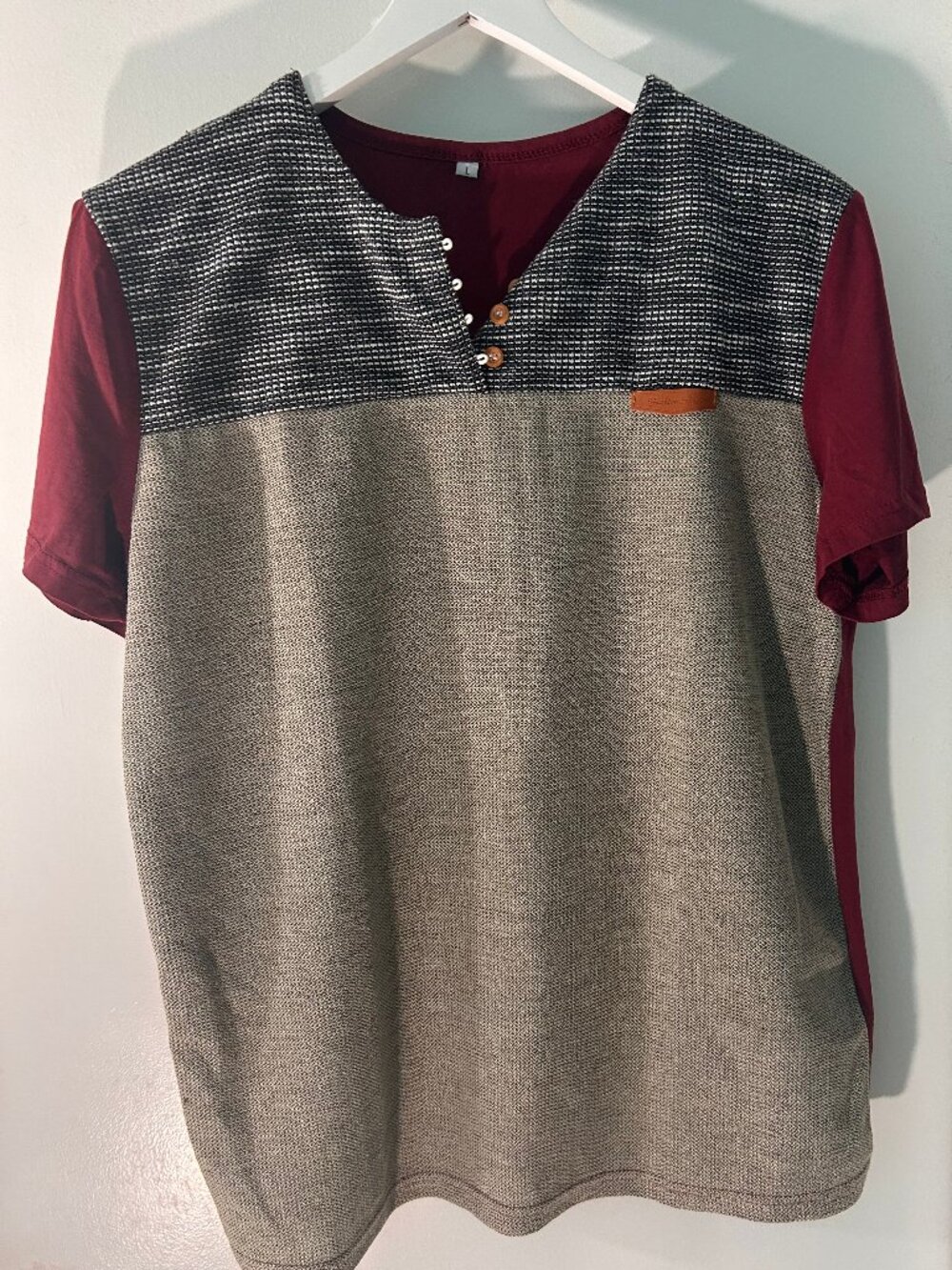 Boutique Colorblock Layered Look Henley Top Size L